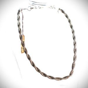 NWT Freirich Vintage 1960s Silver Tone Twisted Braided Rope Choker Necklace